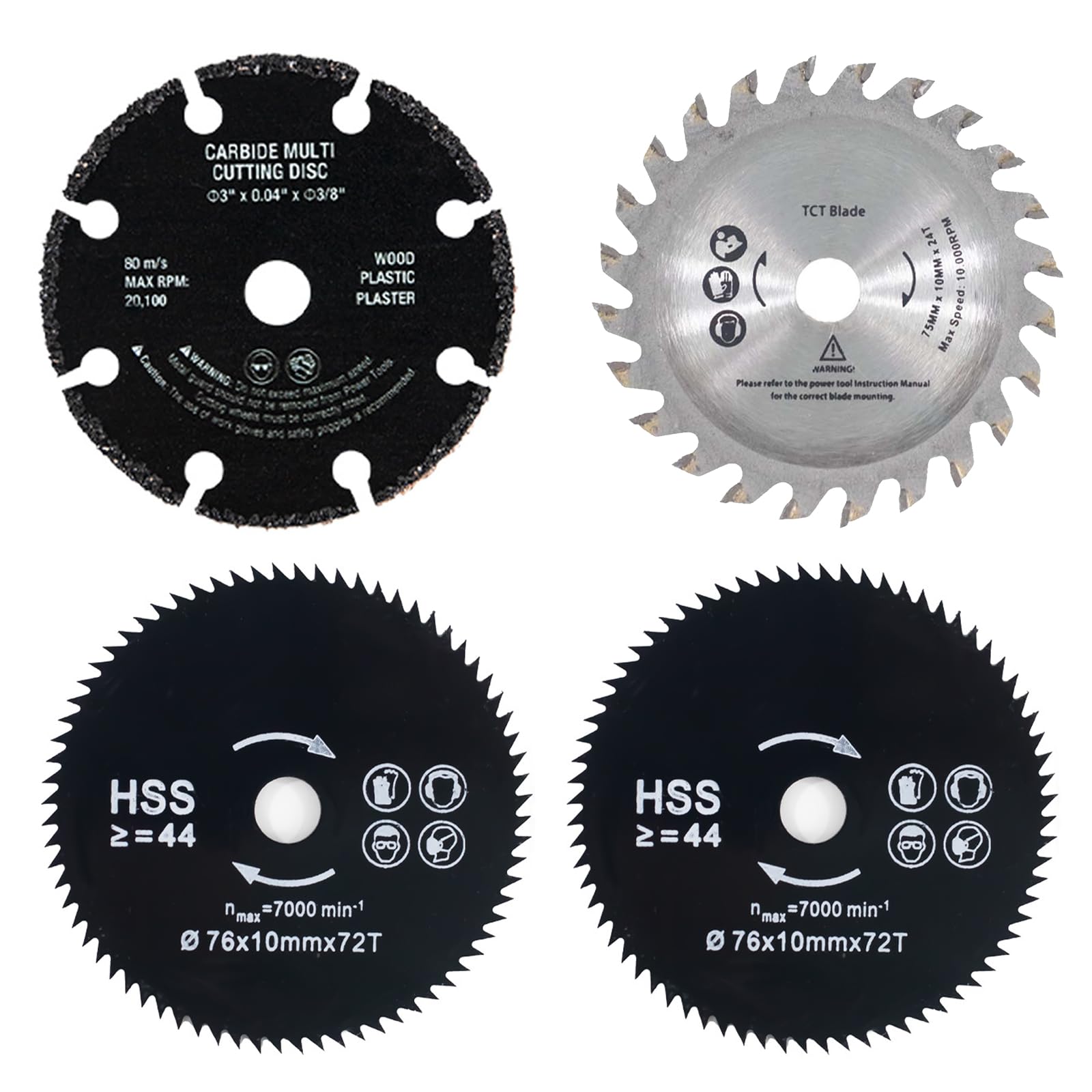 4Pcs Mini Angle Grinder Saw Blade Set, Carbide Tungsten Cutting Disc for Wood, Metal, Plastic, Composite Materials, Mini Table Saws, Scroll Saw, Coping Saws, High Speed Steel HSS Disc Cutter