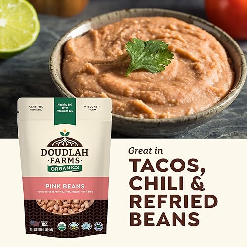 Miniatura 2 de Frijoles rosados orgánicos de 25 libras, sin OMG, orgánicos USDA, probados con certificación limpia, veganos, ricos en fibra y proteínas para sopas,