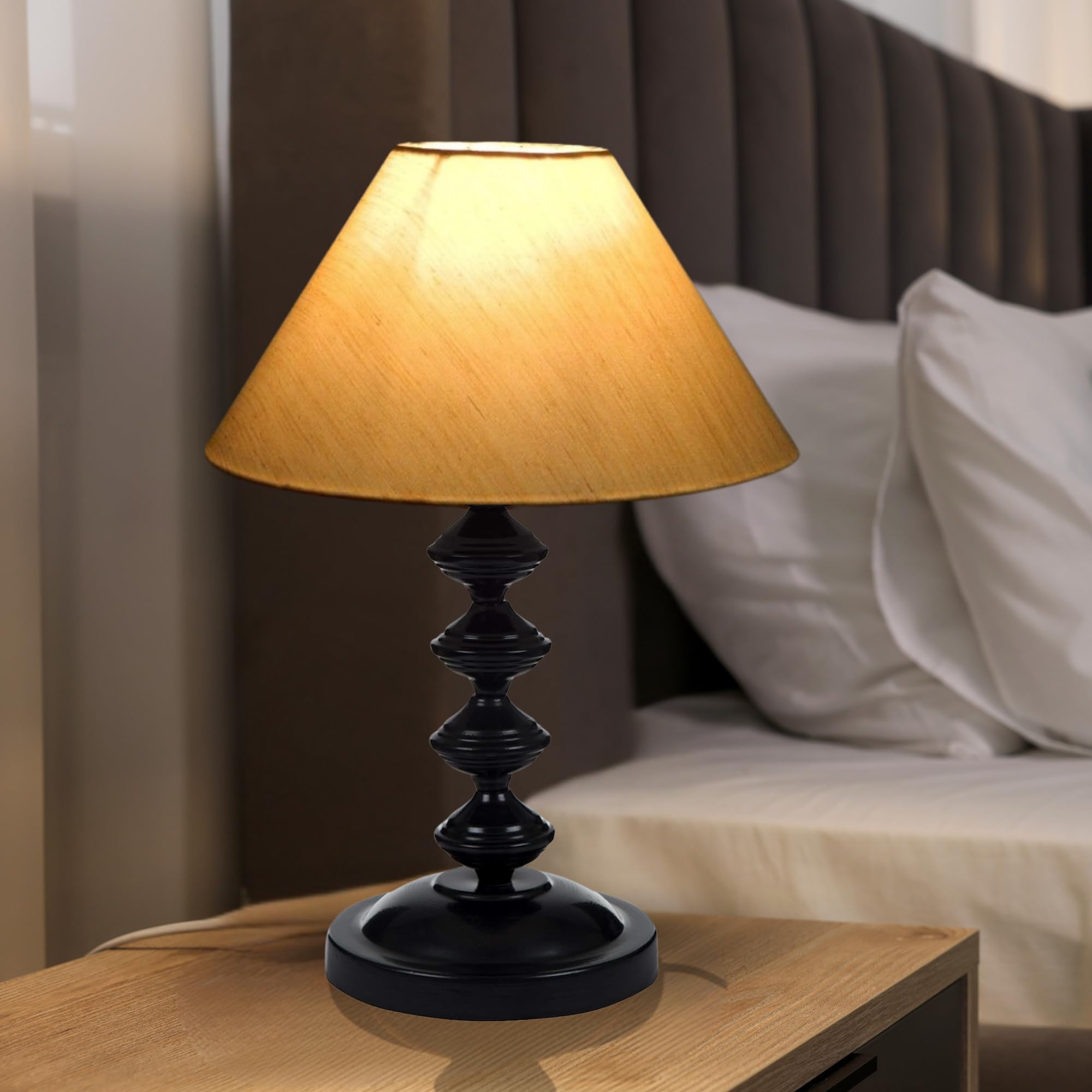 tu casa Table Lamp for Home Decoration Bedroom Bedside Lamp | Night Light for Living Room Dining Table | Lamps for Study Room | Night Lamp for Bedroom Side Table | with Cotton Shades