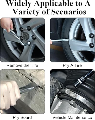 Miniatura 7 de Heyiarbeit Llave de llanta de repuesto para automóvil para Jack - Herramienta de reparación de zócalo de extremo ranurado tipo L de 0.866 in