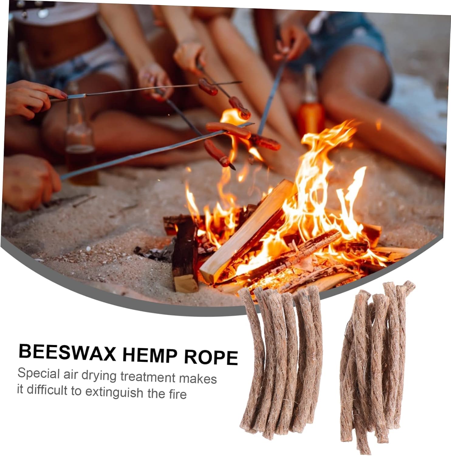 balacoo 20pcs Hemp Fire Starter Cord Lightweight Flammable Rope for Camping Hiking and Outdoor Survival Easy to Use Survival Wick Lighter for Quick Ignition