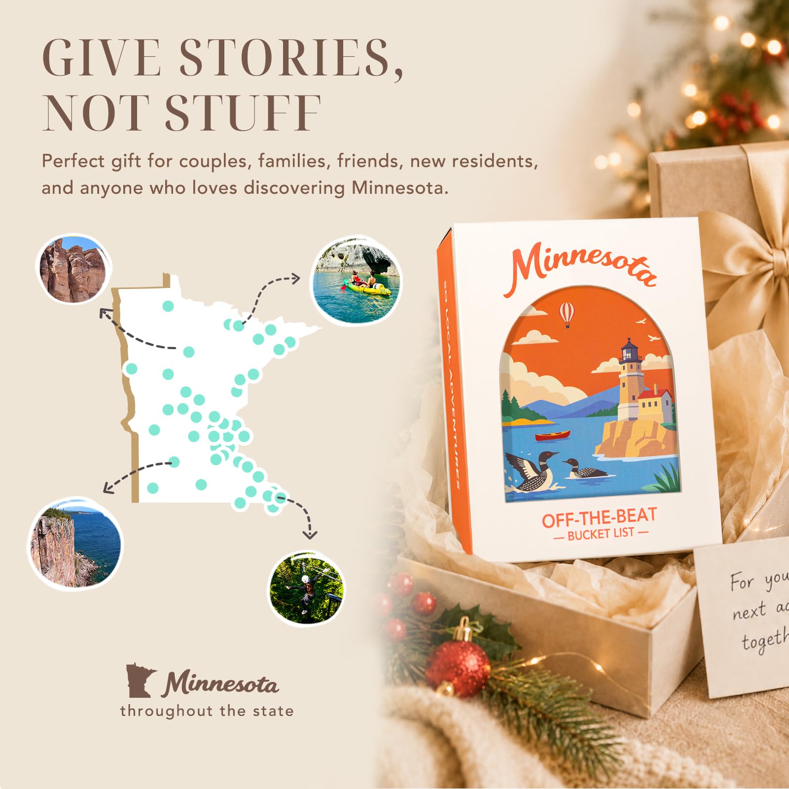 Minnesota Adventure Bucket List Cards, 50 carte da grattare per Stato | Gemme nascoste locali uniche, 2026 Schede elenco secchio fuori dal ritmo, Regali del Minnesota per coppie e famiglie