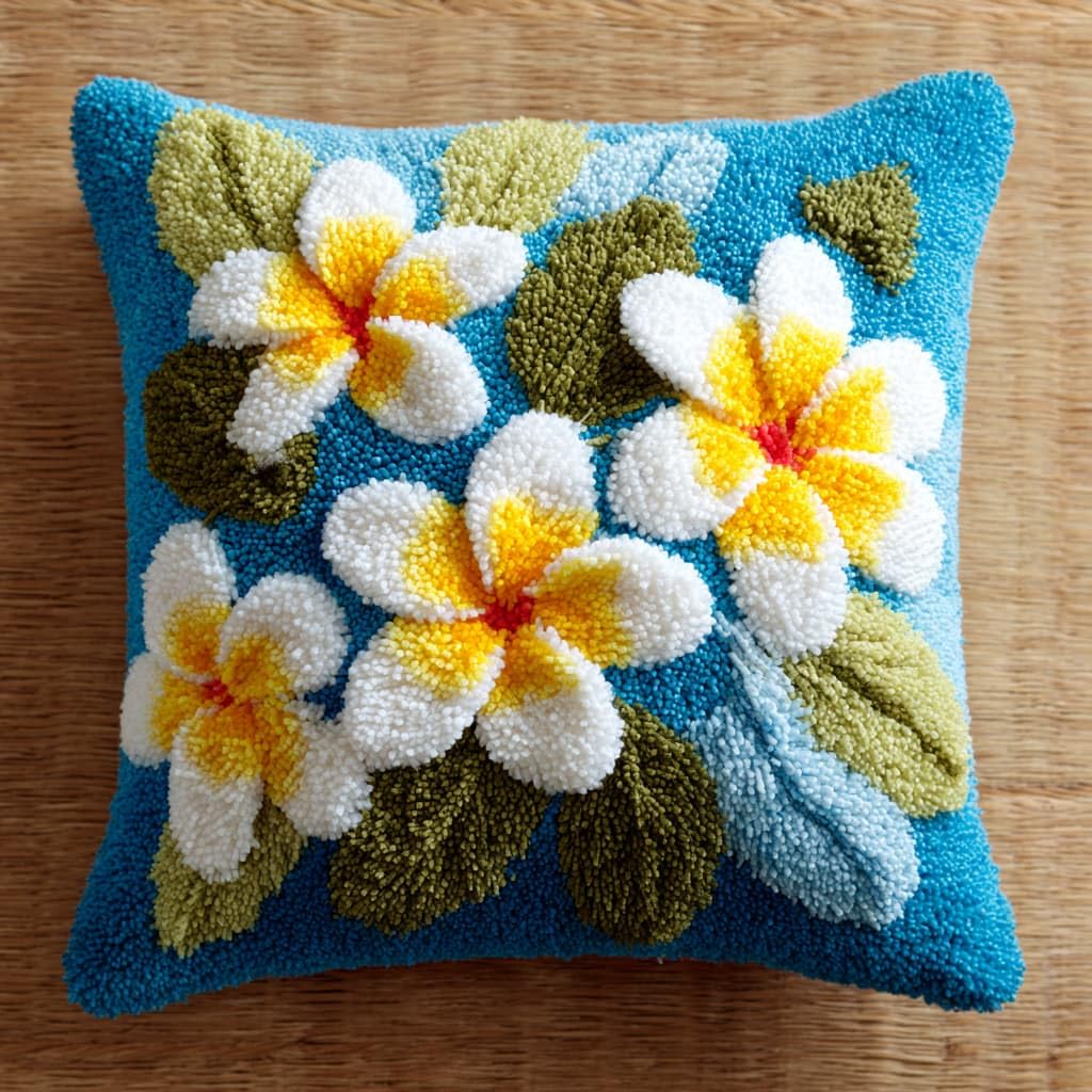 WallustrioaW Latch Hook Cushion Kits,Frangipani