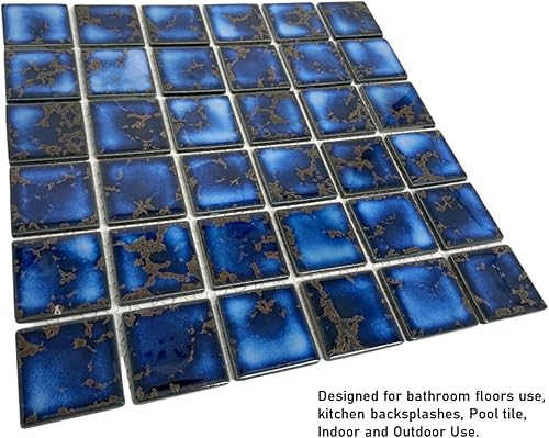 Miniatura 2 de Tenedos Azulejo de mosaico de porcelana con patrón cuadrado azul calacatta de 2 x 2 de alta calidad para cocina, azulejos de piscina, ducha de baño,