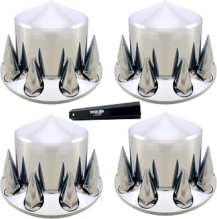 TORQUE 4 Pack of Rear Axle Wheel Cover 33mm Spike Screw-on Lug Nut Cover for Semi Truck (Chrome Plated ABS Plastic) (Universal Fit) (TR586-TWC)