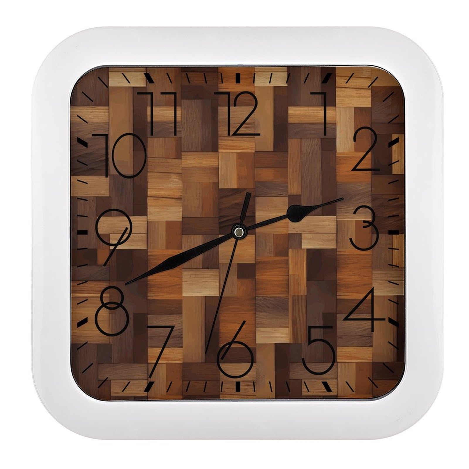 FekiLoot Wood Wall Clock 10.2" Modern Farmhouse Square Clocks Silent No Ticking, Wall Art and Timepiece Clock for Shelf Table Mantel Or Bedside Clocks