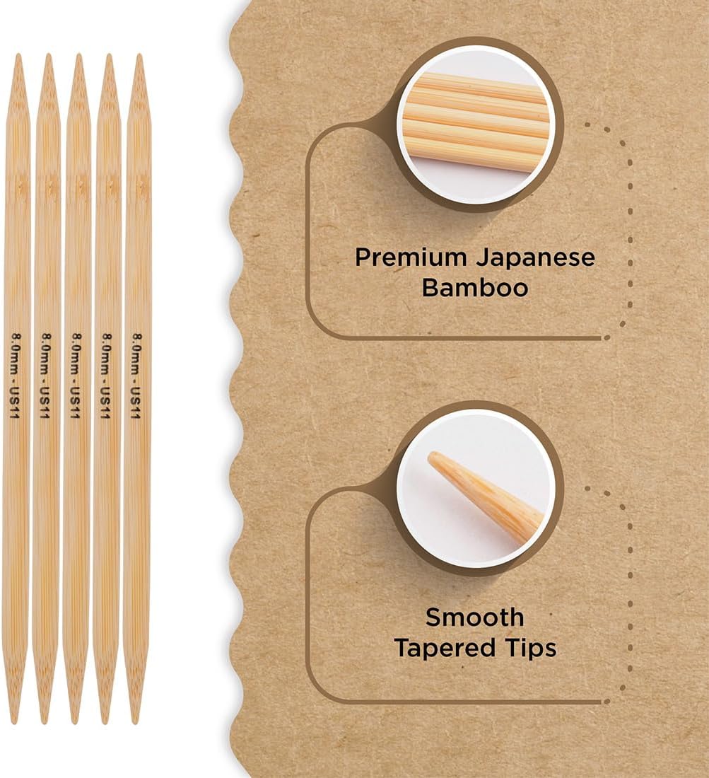 Knitter’s Pride Bamboo Luxe Double-Point Needle 8”(20cm) - US 11(8mm)