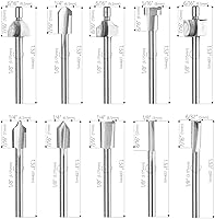 Vista 2 de SPTA 10Pc HSS Router Carbide Engraving Bits & 10Pcs Router Bit 1/8"(3mm) Shank for Rotary Tools for DIY Woodworking, Carving, Engraving, Drilling