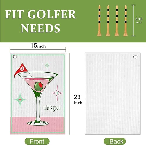 Miniatura 3 de Swooflia Toalla de golf con clip para bolsas de palos de golf para hombres y mujeres, accesorios de golfistas, hojas de pájaros, microfibra grande,