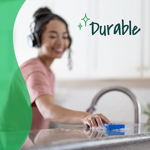 Miniatura 5 de Scotch-Brite esponjas exfoliantes sin rasguños, limpia rápidamente sin rascarse, resiste la suciedad pegada, 6 esponjas exfoliantes