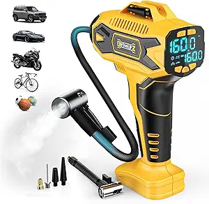 Cordless Tire Inflator Air Compressor for Dewalt 20V Max Battery, 160PSI Portable Handheld Air Pump with Digital Pressure Gauge, Fast Inflation for Cars, Motorcycles, Bikes & Sports Balls (No Battery)