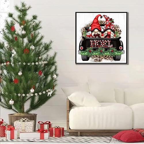 Miniatura 2 de Tiwabb Pintura de Navidad por números para adultos, pintura por números para adultos principiantes, camión con imagen de gnomo, kit de números de