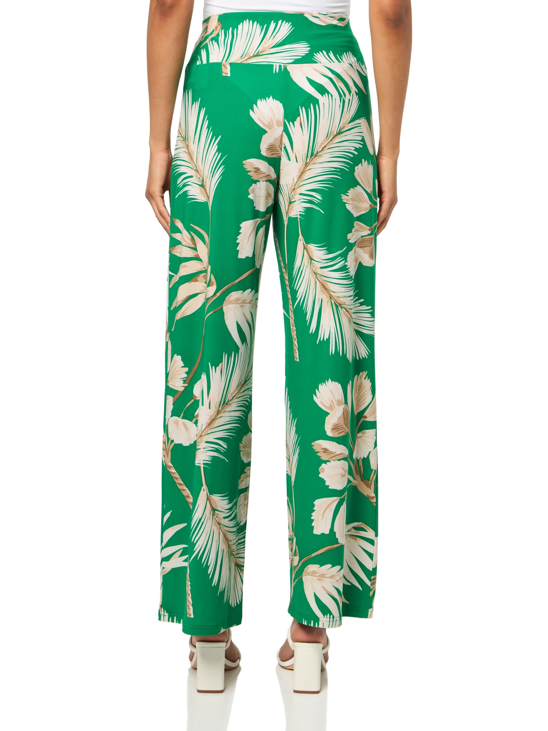 Anne Klein Women's High-Rise Wide-Leg Pull-on Palazzo Pant Pantalón, Negro/Crema/Latte, S para Mujer