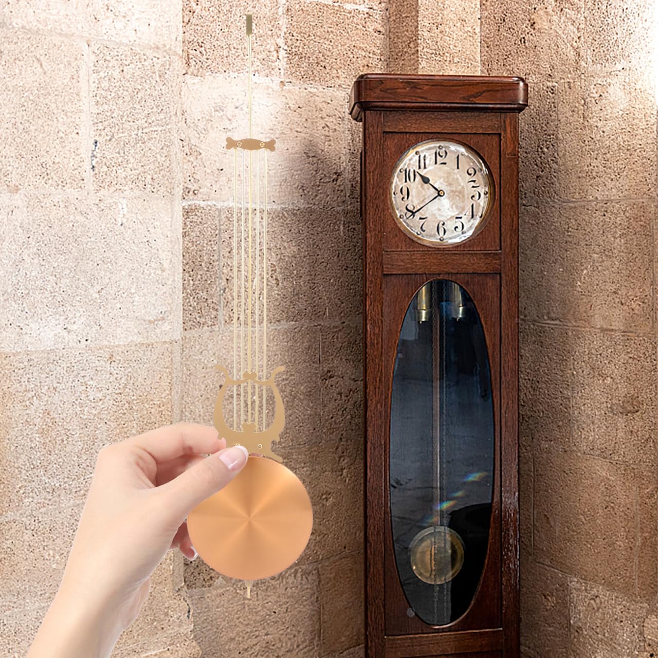 Ciieeo Pendolo di ricambio per orologio da parete, meccanismo a movimento silenzioso, kit di riparazione per orologi al quarzo fai da te, parti in metallo per macchine orologiere fai da te