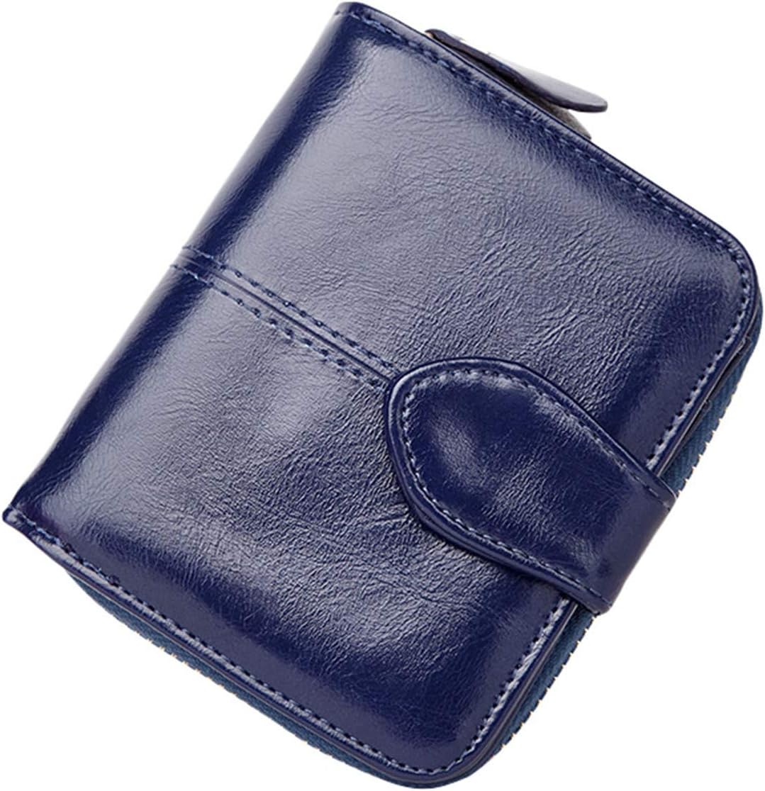 Andongnywell Womens Small Bifold RFID Blocking Leather Wallet Vintage Zipper Short Card Holder Purse Clutch (Red Wine) image 5
