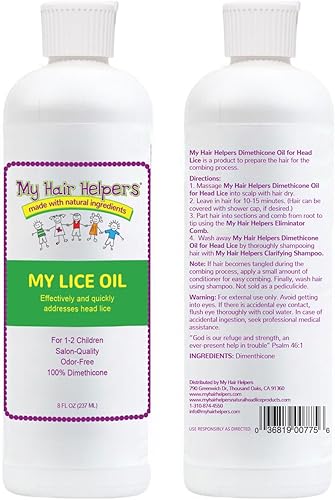 Miniatura 2 de Aceite de dimeticona para eliminación de piojos tratamiento seguro no tóxico mata los piojos y sus huevos 8 onzas líquidas trata de 1 a 3 personas