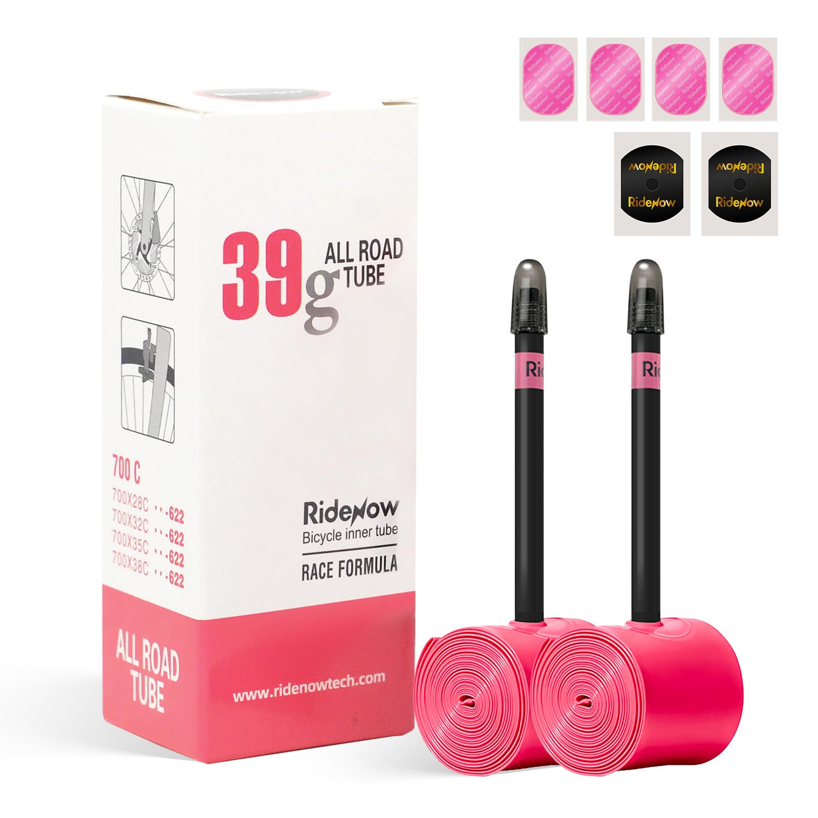 RideNow 39g 2-Pack TPU Inner Tube 700 x 28C-38C with 65mm Presta Valves
