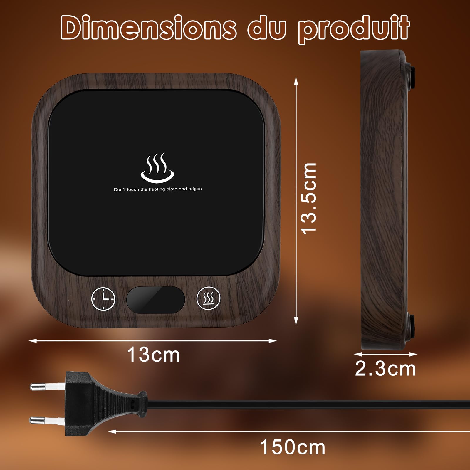 Chauffe Tasse,Chauffe Café de Bureau,avec 4 Réglages Température, avec Durée 2-8 Heures,Fonction D'arrêt Automatique Après 8 Heures,pour Chauffer Le Café/Le Lait/Le Cacao/Bougies