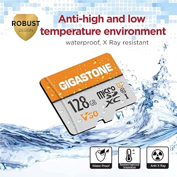 GIGASTONE 128GB Micro SD Card 2-Pack, A1 V30 4K Video Recording, Compatible with Security Camera, Dash cam, Drone, 95MB/s MicroSDXC Memory Card UHS-I Class 10, with 2 SD Adapter