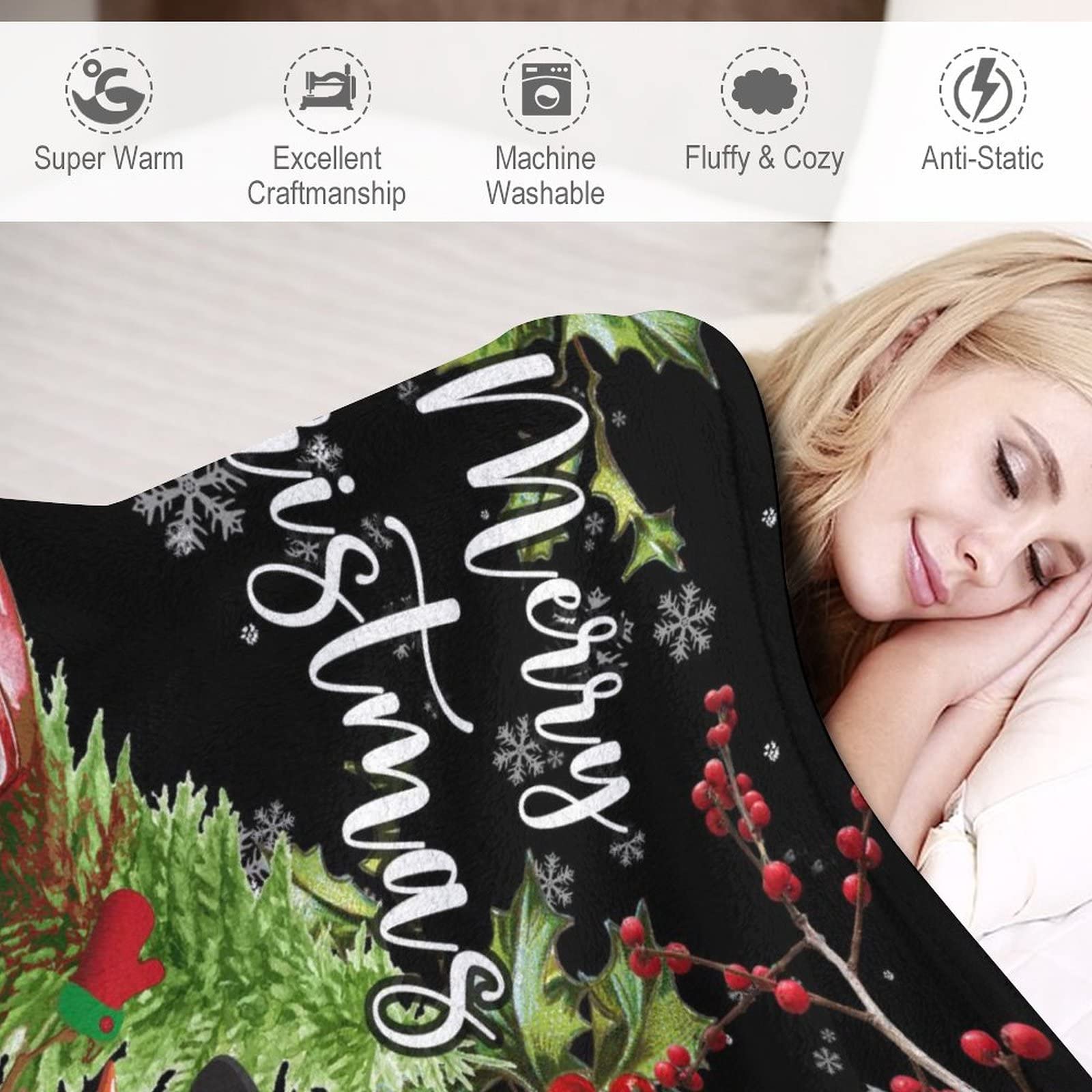 Coperta di buon Natale per divano letto e divano da viaggio / singolo albero di Babbo Natale pupazzo di neve coperta decorativa per divano letto 130 x 150 cm