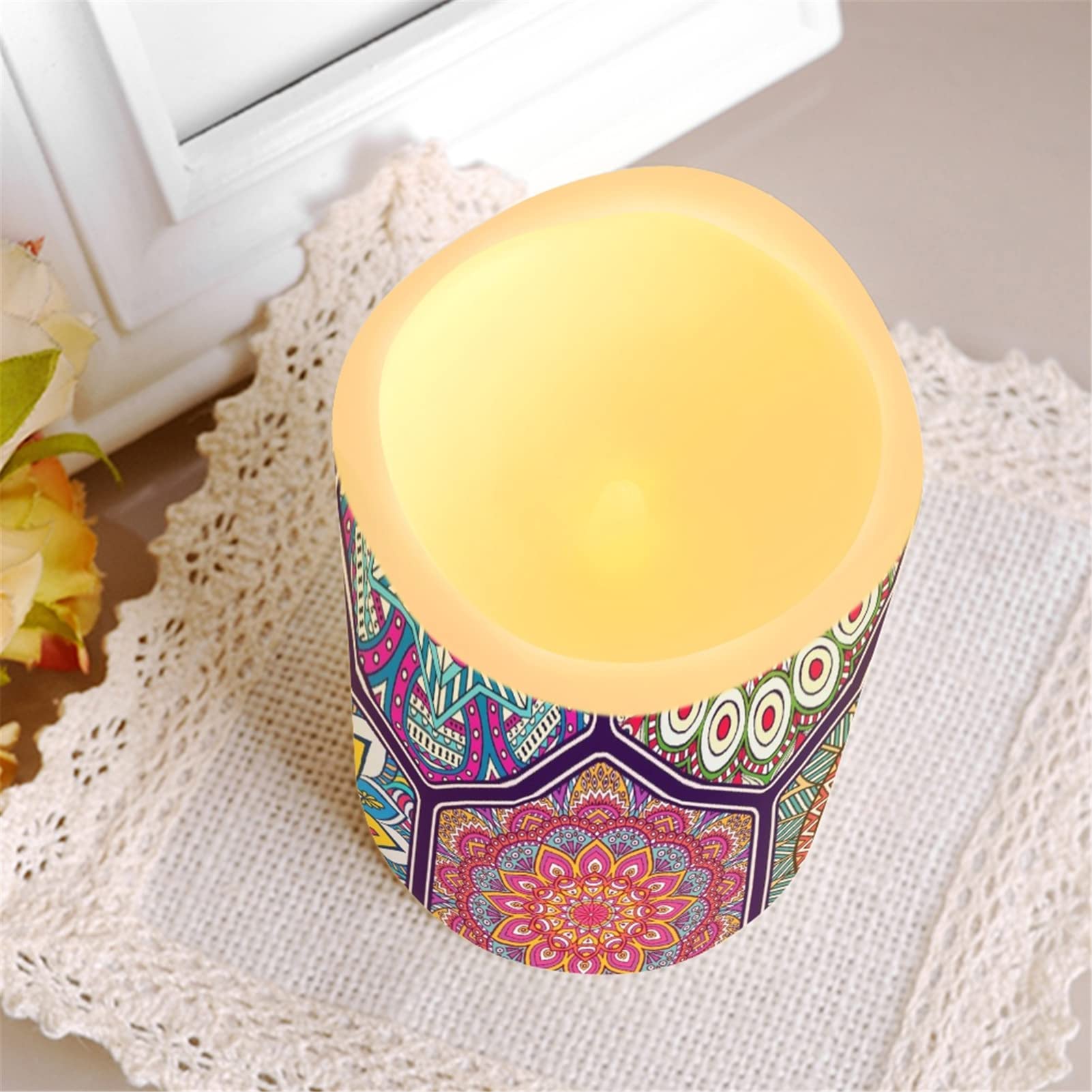 Fiori etnici LED Candele tremolanti Elettriche per Camera Da Letto Casa Partito di Nozze Atmosfera Batteria Tea Lights Senza fiamma