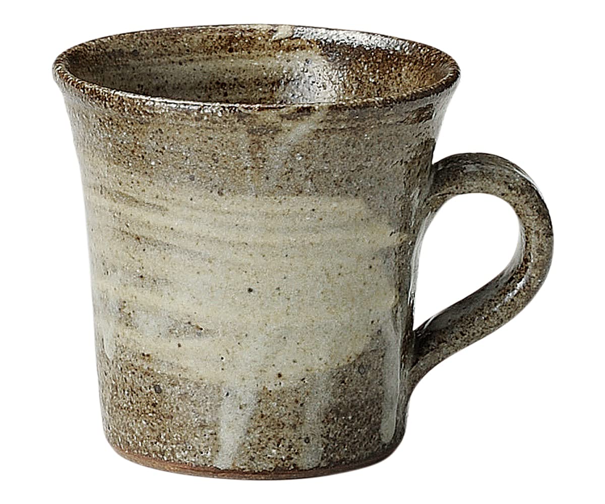 Shigaraki Ware Hechimon Mug Cup Gray Ash Brush 8.5oz Ceramic Handmade Japan