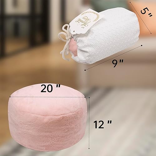 Miniatura 3 de Funda de puf sin relleno, taburete de piel sintética, solución de almacenamiento de 20 x 12 pulgadas, puf (sin relleno), reposapiés para sala de