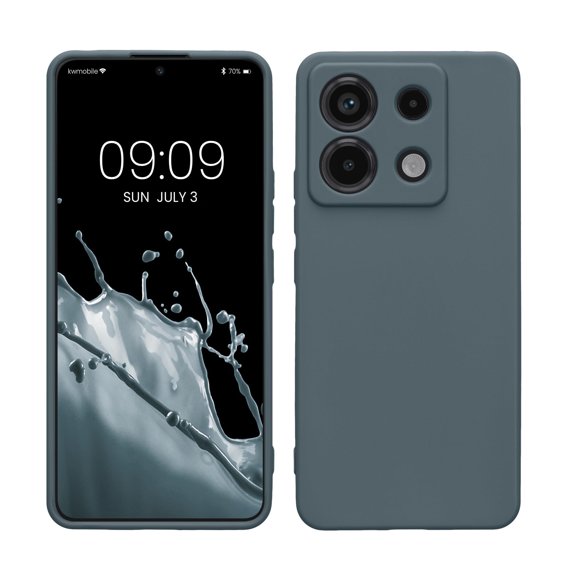 kwmobile Handyhülle kompatibel mit Xiaomi Redmi Note 13 Pro 5G / Poco X6 5G Hülle - Handy Case aus weichem Silikon in Dunkler Schiefer