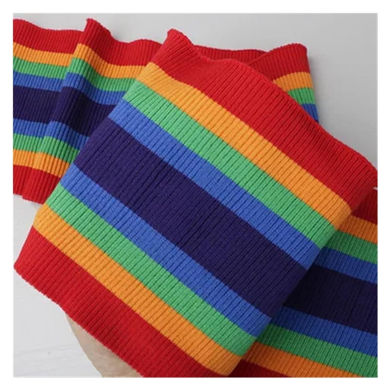 Rib Knit Cuff, Fine Ribbed Elastic Cuffs 15cm Wide 1m Multicolor for Neckline Hem Trouser Opening Sweater(Colorful)