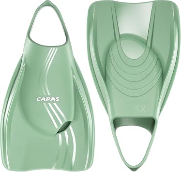 CAPAS Pro Swim Training Fins Left-Right Customized with Mesh Bag | Silicone Short Professional Lap Swimming Flippers Designed for Adult Men Women Swimmers Building Leg Power to the Next Level