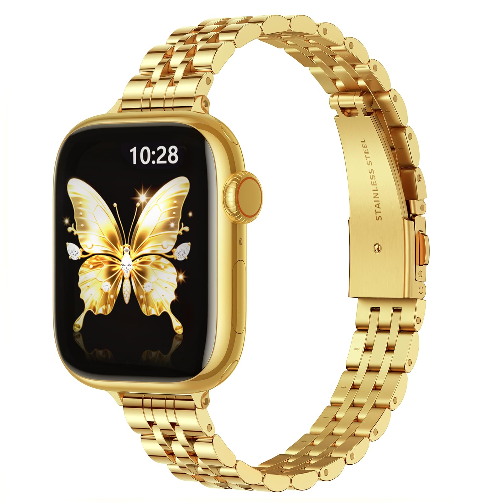GEARYOU Slim für Apple Watch Metallarmband 42mm 41mm 40mm 38mm 44mm 45mm | Schlank Edelstahl Ersatzband Damen Dünnes Metallkettenband für iWatch SE 1-3,iwatch Series 11 10 9 8 7 6 5 4 3 2 1