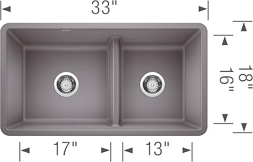 Vista 16 de BLANCO 442525 Precis - Fregadero marrón café reversible de 1-3/4 con división baja, 33 pulgadas de largo x 18 pulgadas de ancho x 9.5 pulgadas