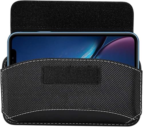 Miniatura 8 de Bolsa negra para teléfono celular para hombres, soporte horizontal para teléfono celular, funda universal para cinturón para teléfono inteligente,