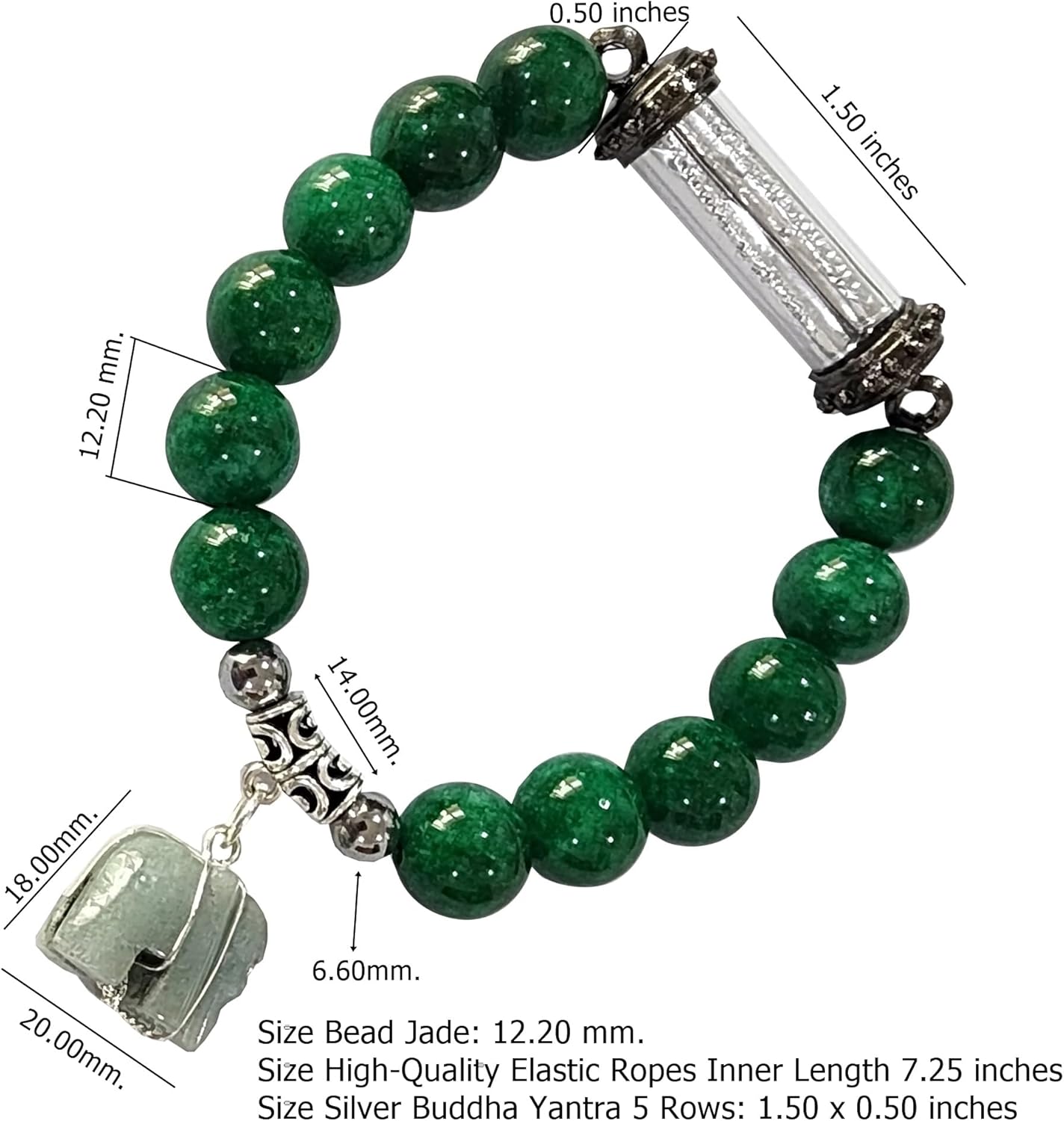 5-Row Thai Jade Takrut Yantra Bracelet for Women – Good Luck & Healing Gemstone Hand Bracelet with Elephant Jade Charms for Prosperity. - Image 3