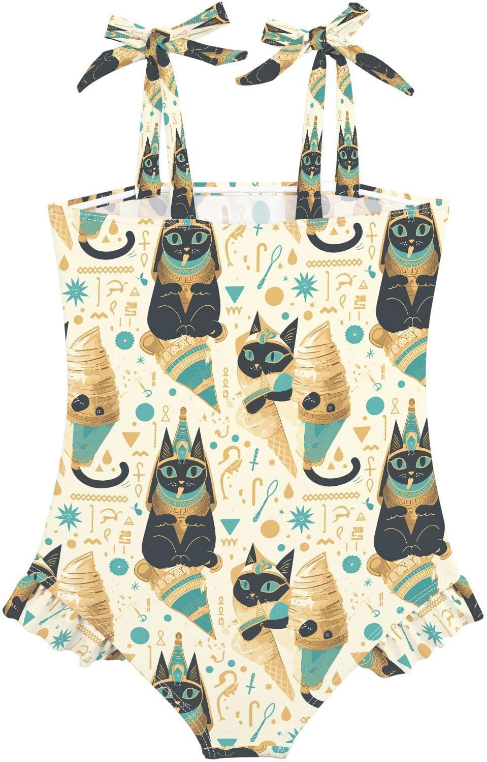 visesunny Toddler Girl Swimsuit Adjustable Strap Swimwear Pharaoh's Black Cat Bathing Suits for Girls 18M-6Y