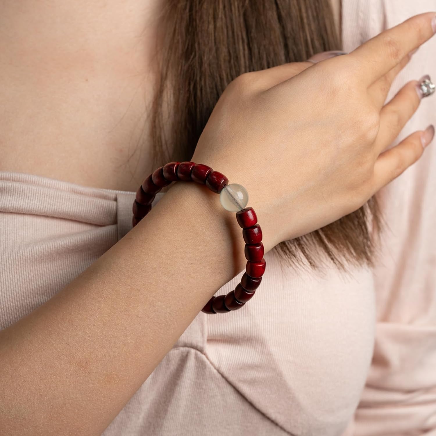 Wooden Beaded Stretch Bracelets for Women Beads Bracelets Natural Stone Beaded Bracelets - Image 3