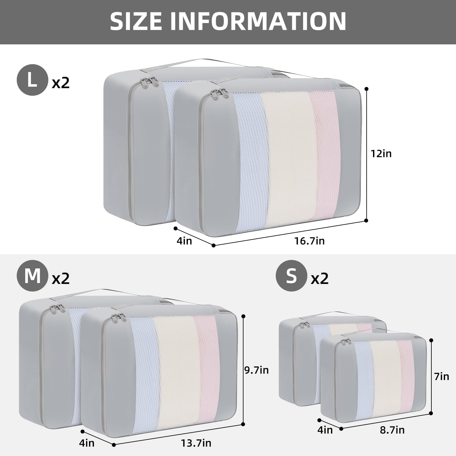 BAGAIL 6 Set/8 Set/10 Set Packing Cubes Various Sizes Packing Organizer for Travel Accessories Luggage Carry On Suitcase - Image 3