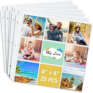 tutata Photo Album Refill Pages, Hold 4''x4'' Photos, 9-Pocket Scrapbook...