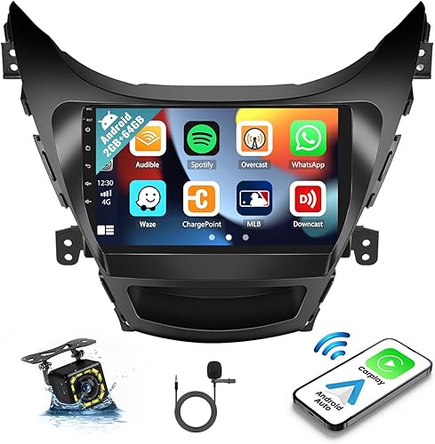Miniatura 1 de 2+32G Android 11 Car Stereo para Hyundai Elantra 2011 2012 2013 con Apple Carplay Android Auto reproductor multimedia 9 pulgadas pantalla táctil