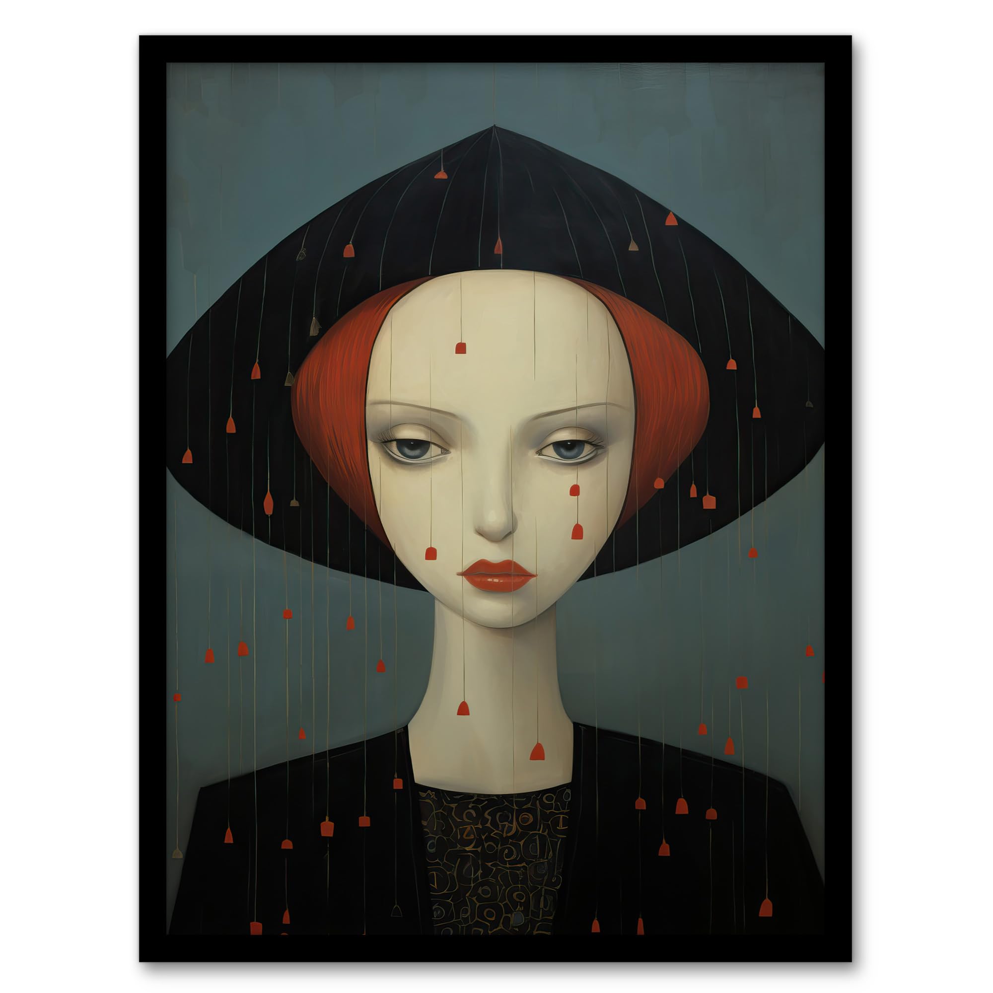 Wee Blue Coo Don't Rain On My Parade Red Haired Woman Artwork Framed Wall Art Print A4