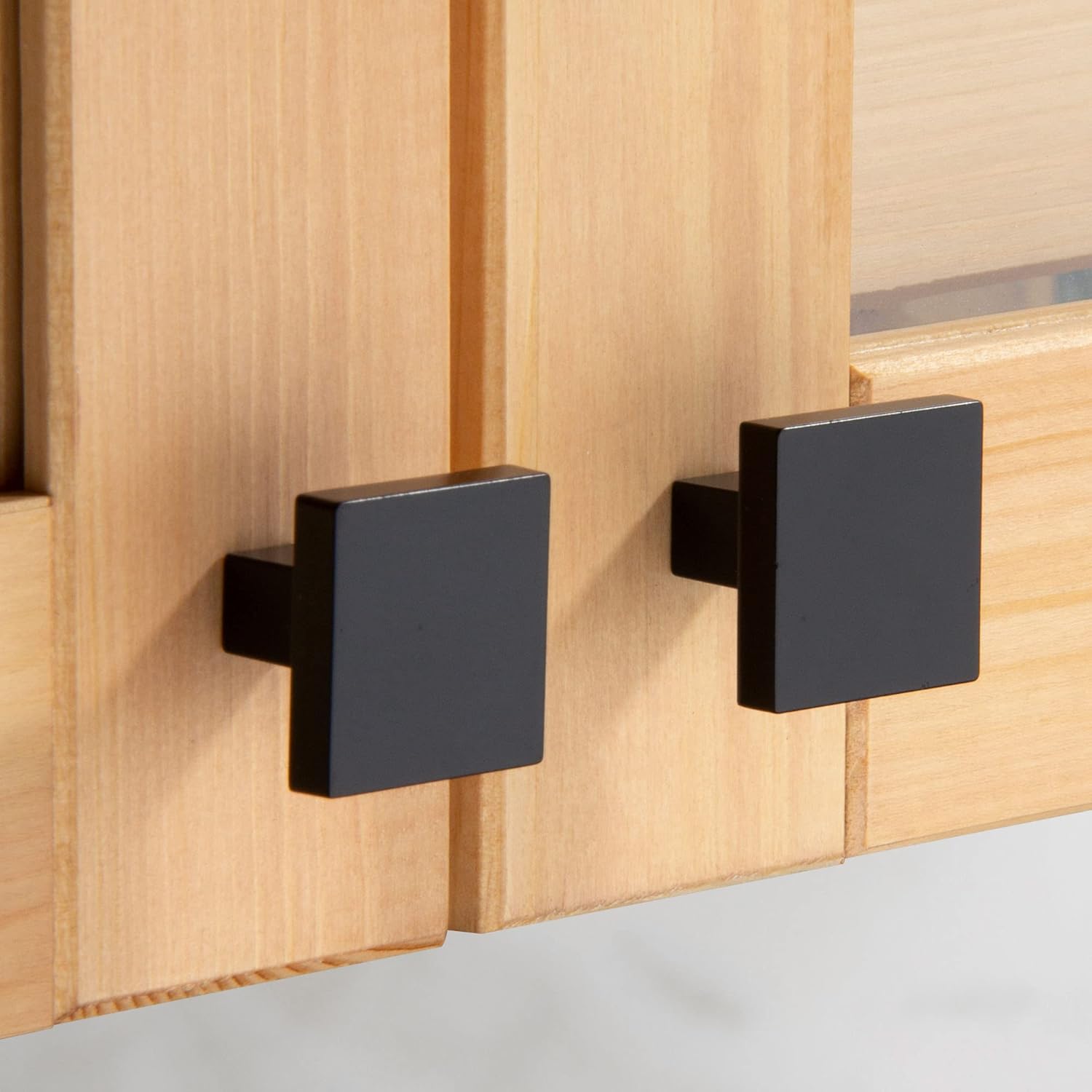 TUNNY 10 Pack Square Solid Cabinet Knobs - Matte Black Furniture Hardware Handles for Kitchen Cabinets Bedroom Dresser Wardrobe Cabinet Pulls