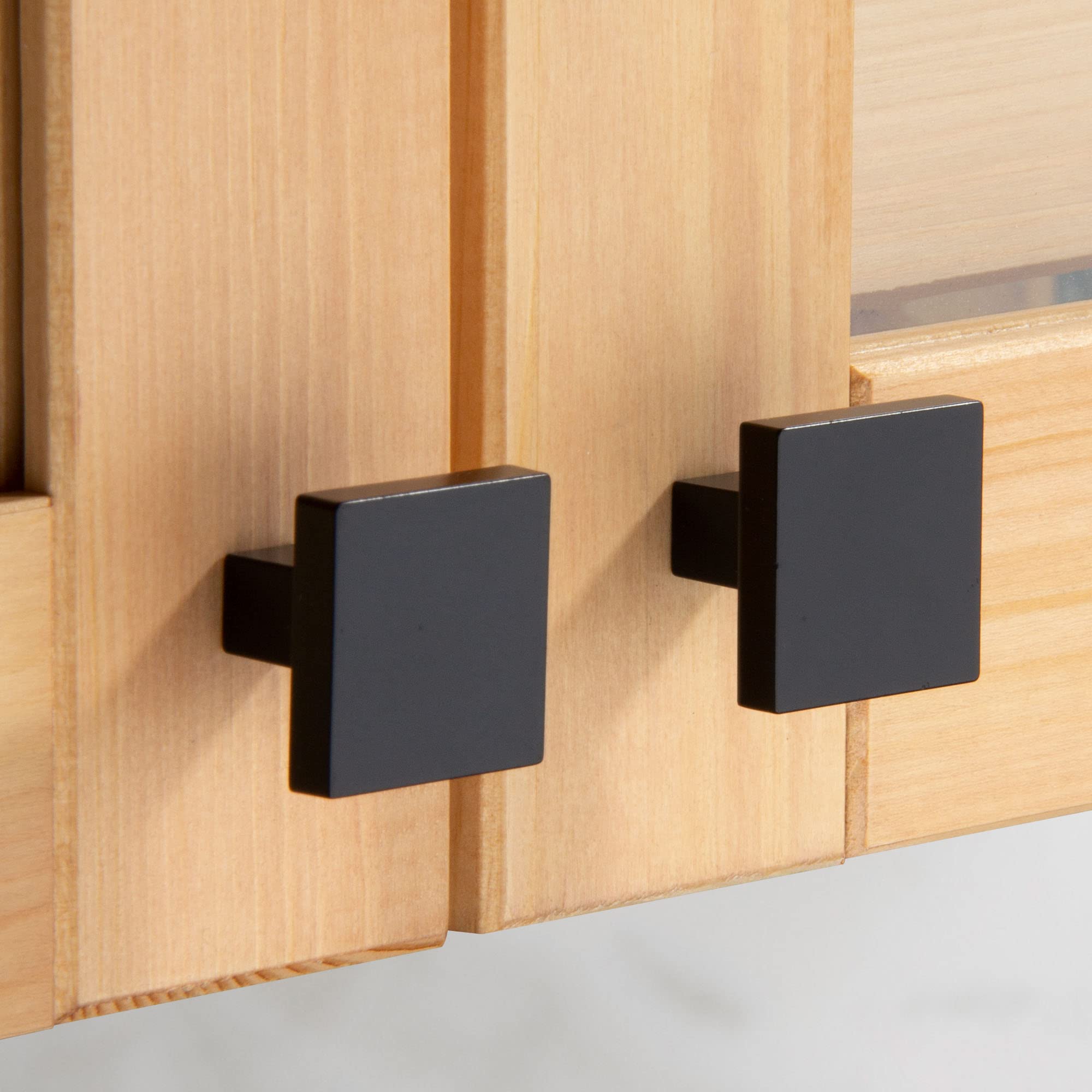 TUNNY Pomo cuadrado de espejo de un solo agujero para gabinete, perilla de hardware de un solo agujero de níquel negro mate (10 piezas) para gabinete de cocina, dormitorio, aparador, armario y muebles