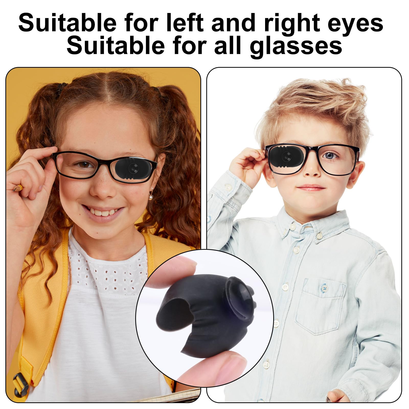 Benda Oculare, Design 3D per Contorno Occhi Benda Oculare Lavabile in Silicone con Design a Ventosa per Tutti Gli Occhiali Adulti e Bambini