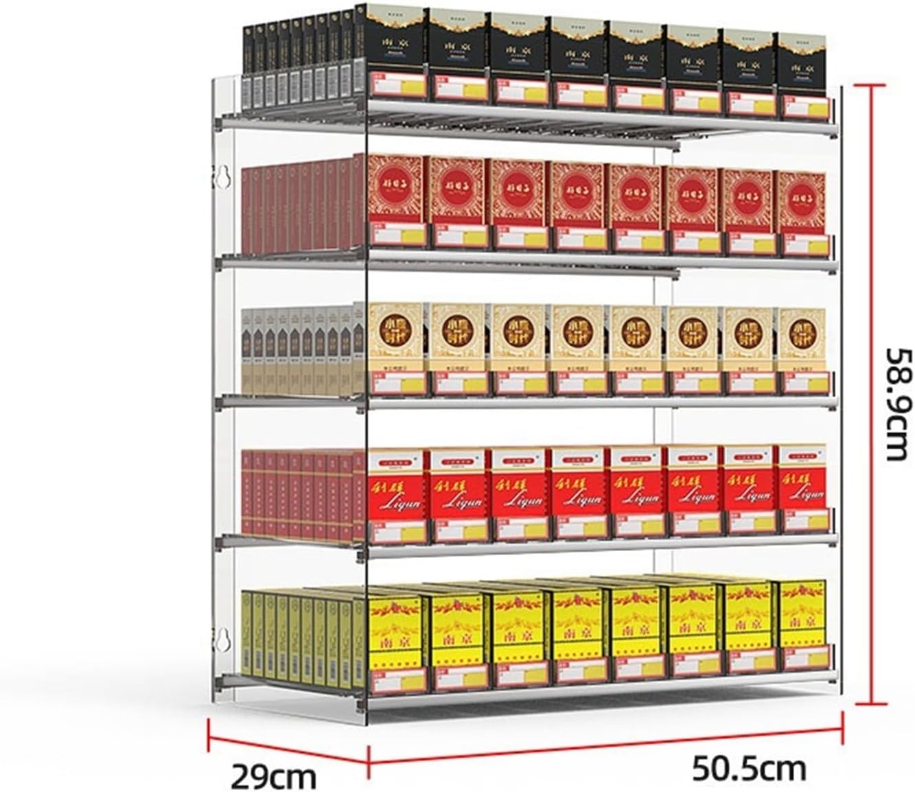 Clear Automatic Cigarette Display Holder | Easy Install Plastic Case & Matchbook Divider for Retail Stores | Size: 50.5x29x58.9cm