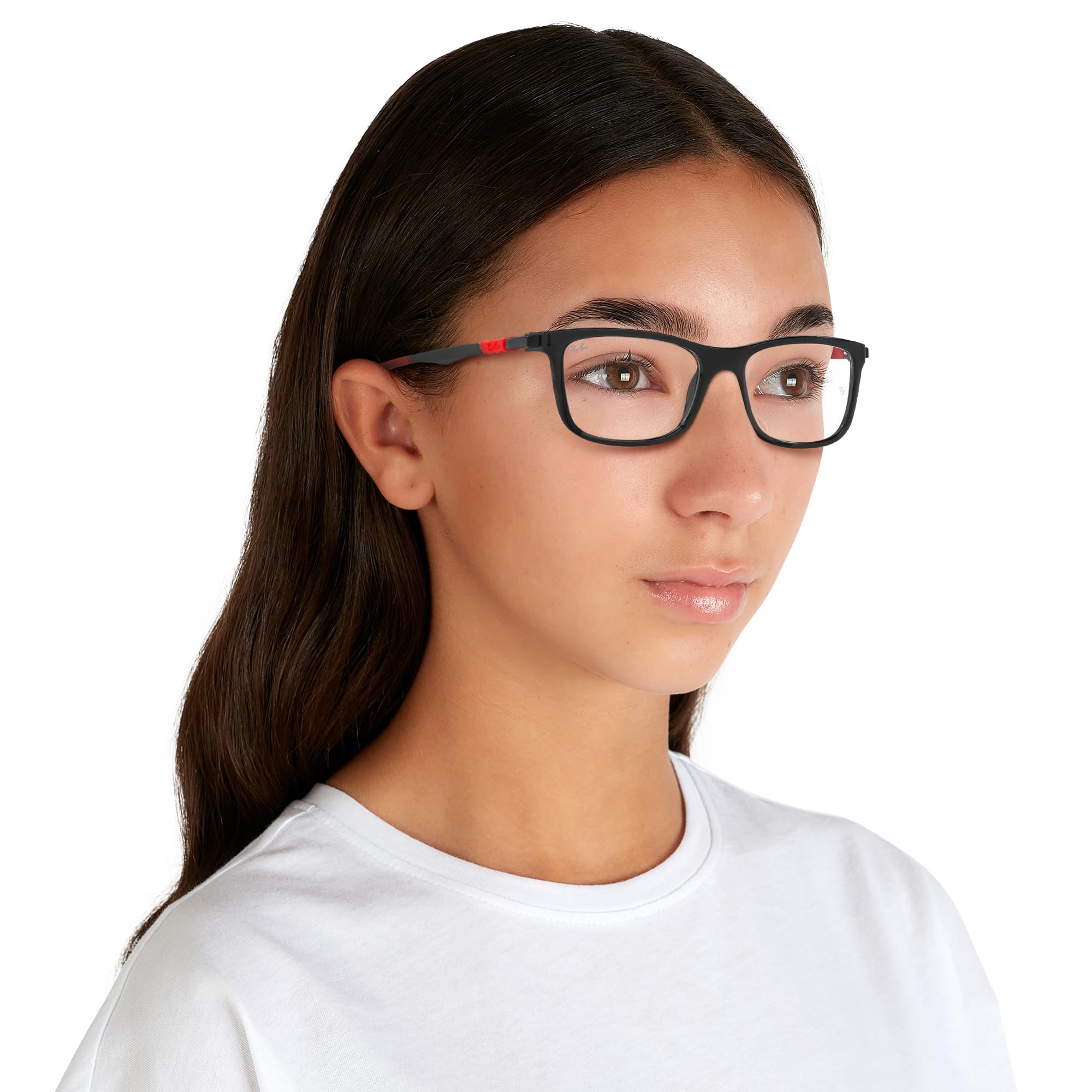 Ray-Ban Damskie kwadratowe okulary Ry1549, soczewki czarne/demo, Czarny obiektyw/Demo