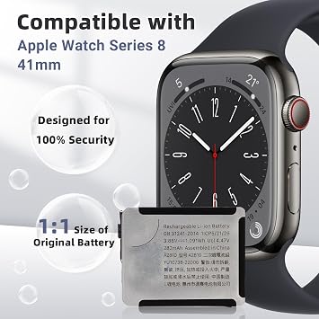 A2810 Replacement Battery Compatible with Apple Watch Series 8 41mm A2770 A2772 A2773 A2857 with Toolkit