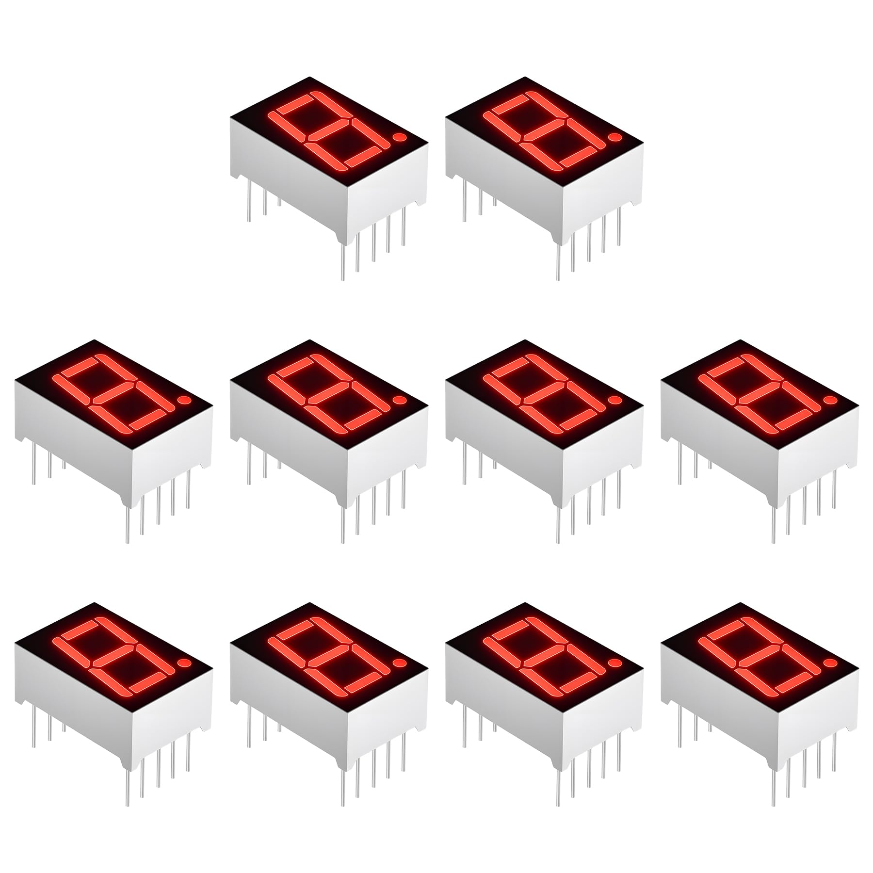 Tube numérique LED 1 bit 7 segments super rouge cathode commune 25,4mm lot de 10 pièces - 7