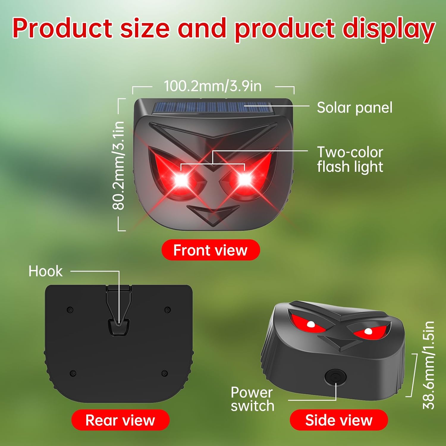 2026 Upgraded Coyote Deterrent 4 Pack Solar Nocturnal Animal Repeller Outdoor Predator Guard with Red LED Lights Waterproof Raccoon Skunk Deer Fox Repellent for Chicken Coop,Farm,Yard & Garden