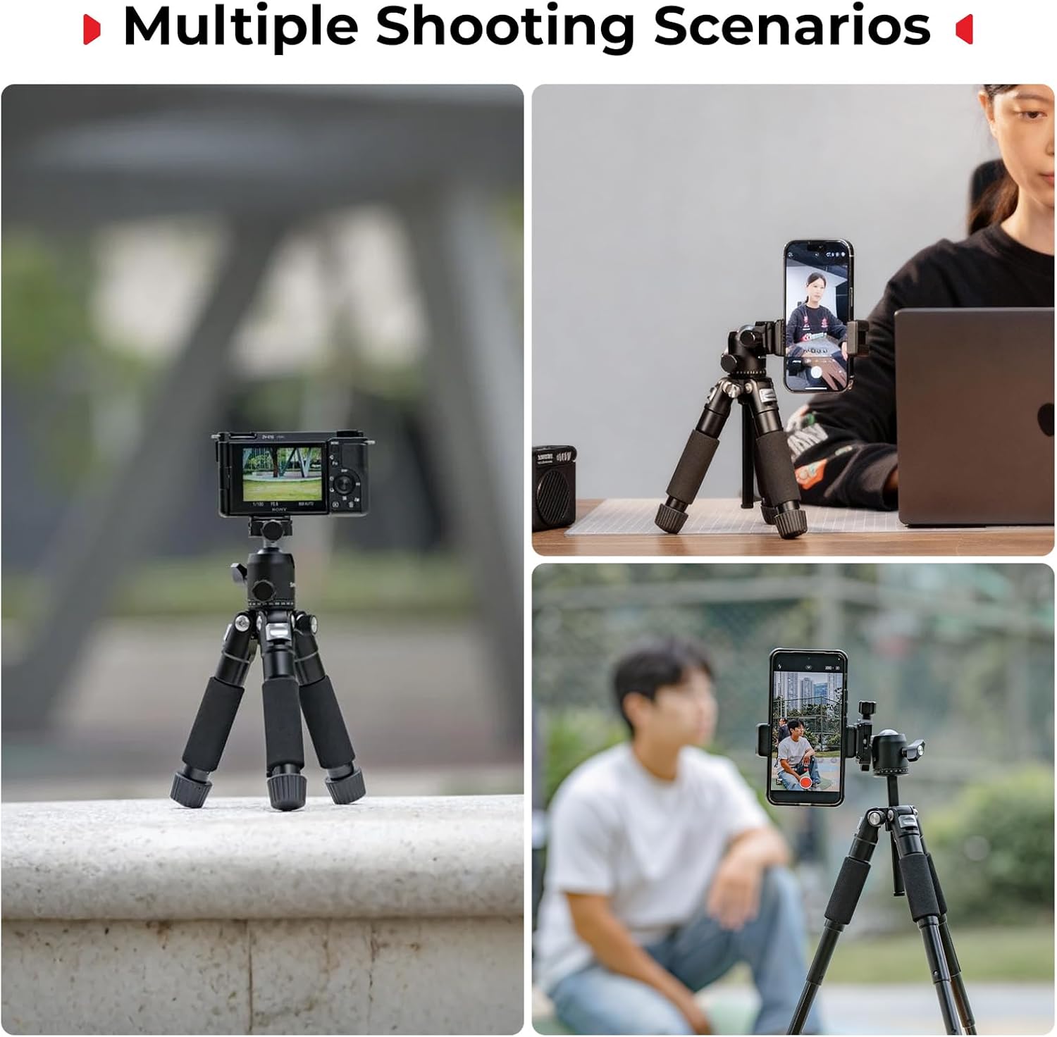 SmallRig VT-20Pro 21.2"/ 53.8cm Mini Tripod for Camera and Phone, Aluminum Alloy Small Desktop Tripod with 360° Ball Head, Table tripods Load Up to 11lb / 5kg