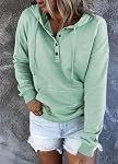 Eniloyal Hoodies for Women Pullover Light Sweaters Button Up Casual Long Sleeve Sweatshirts Fall Clothes Tops with Pockets
